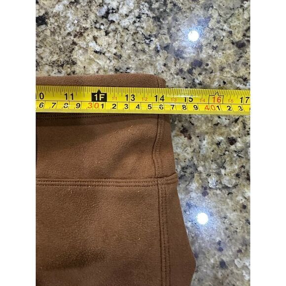Spanx Size Medium Rich Caramel Brown Faux Suede Stretch Pant Shapewear Leggings - Picture 14 of 16